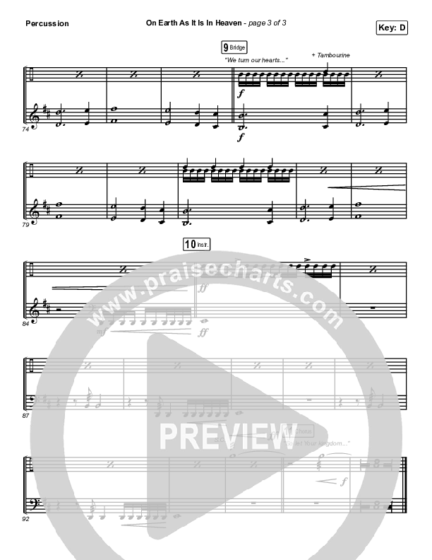 On Earth As It Is In Heaven Percussion (Chris McClarney / Kim Walker-Smith)