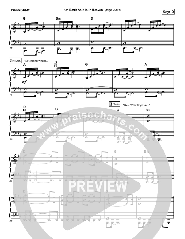 On Earth As It Is In Heaven Piano Sheet (Chris McClarney / Kim Walker-Smith)