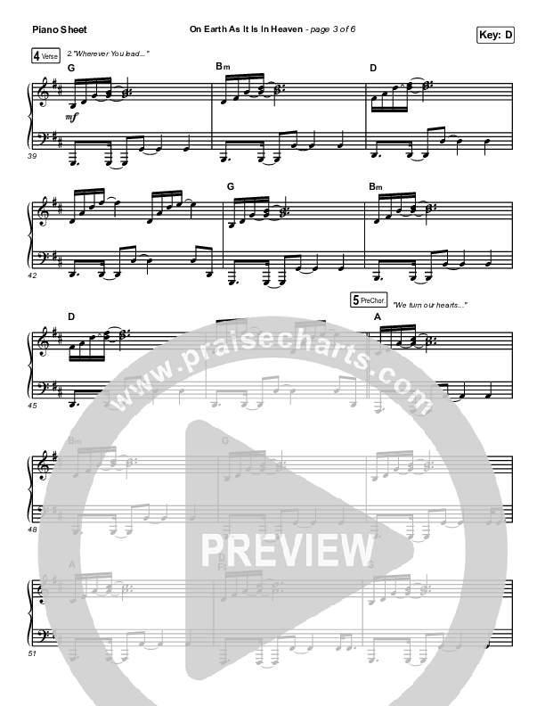 On Earth As It Is In Heaven Piano Sheet (Chris McClarney / Kim Walker-Smith)