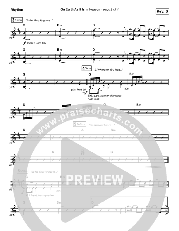 On Earth As It Is In Heaven Rhythm Chart (Chris McClarney / Kim Walker-Smith)