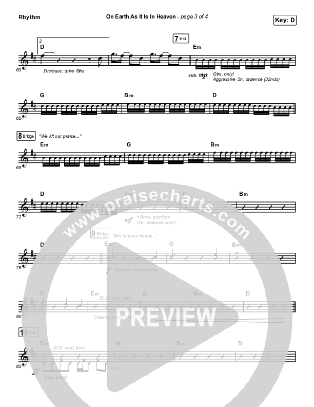 On Earth As It Is In Heaven Rhythm Chart (Chris McClarney / Kim Walker-Smith)