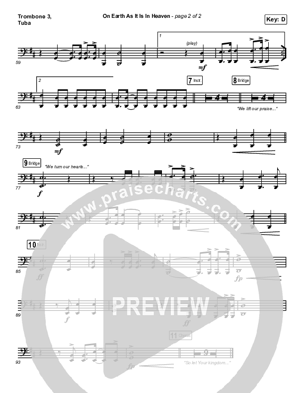 On Earth As It Is In Heaven Trombone 3/Tuba (Chris McClarney / Kim Walker-Smith)