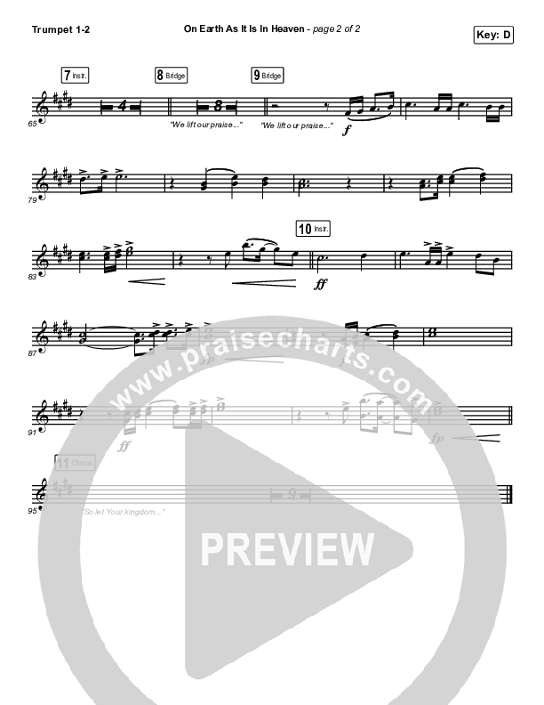 On Earth As It Is In Heaven Trumpet 1,2 (Chris McClarney / Kim Walker-Smith)