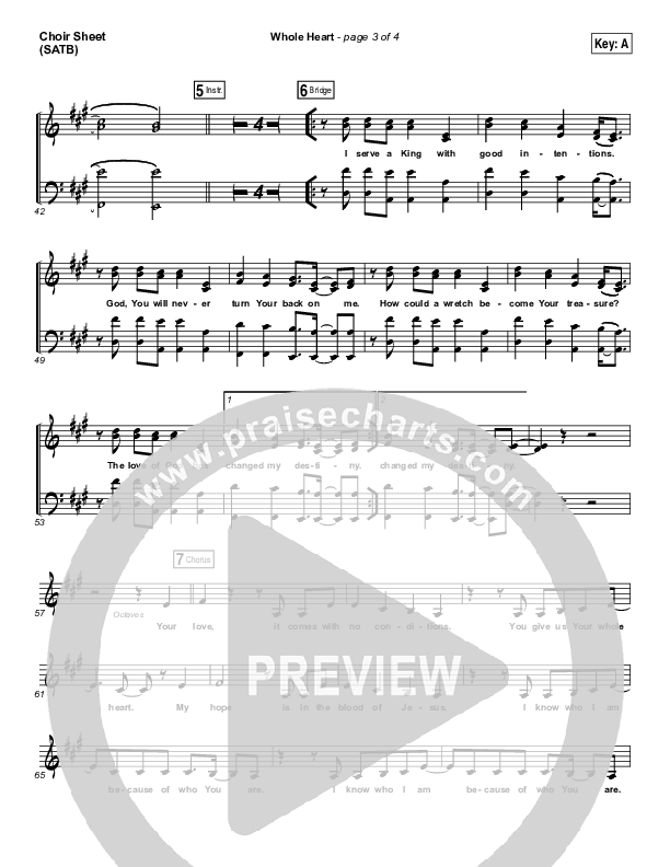 Whole Heart Choir Sheet (SATB) (Passion / Kristian Stanfill)