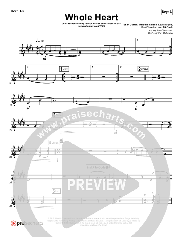 Whole Heart French Horn 1/2 (Passion / Kristian Stanfill)