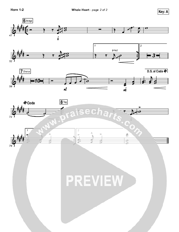 Whole Heart French Horn 1/2 (Passion / Kristian Stanfill)