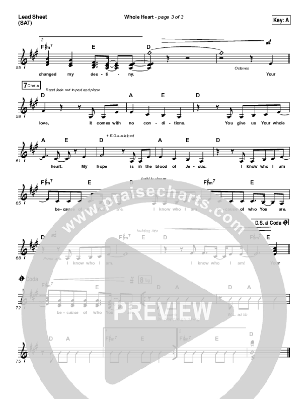 Whole Heart Lead Sheet (SAT) (Passion / Kristian Stanfill)