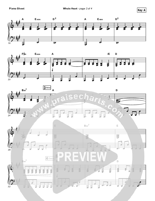 Whole Heart Piano Sheet (Passion / Kristian Stanfill)