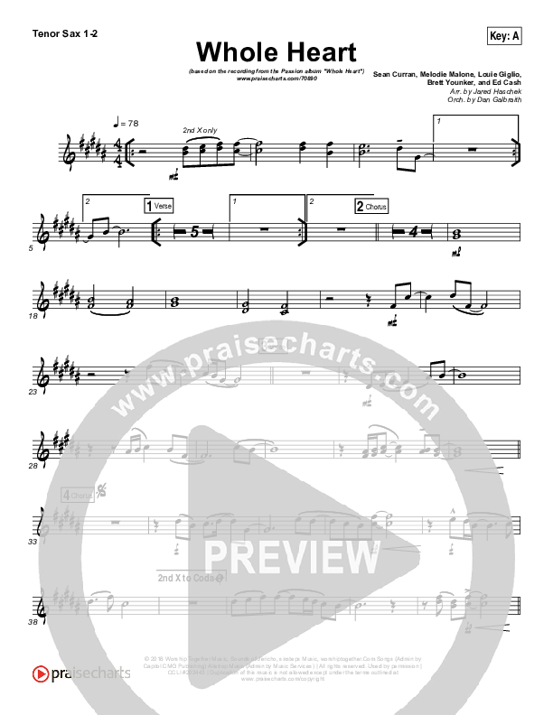 Whole Heart Tenor Sax 1/2 (Passion / Kristian Stanfill)