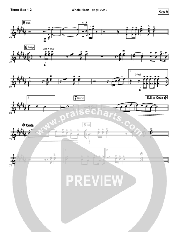 Whole Heart Tenor Sax 1/2 (Passion / Kristian Stanfill)