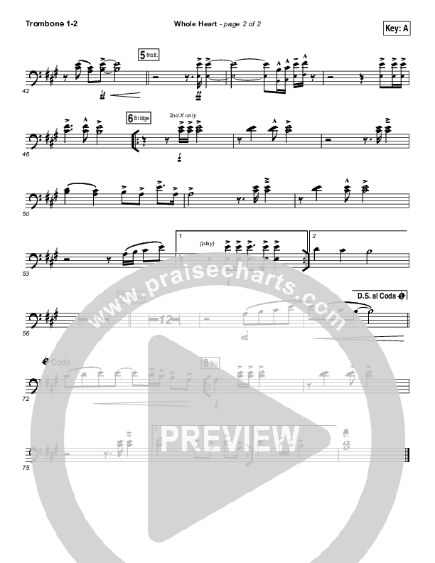 Whole Heart Trombone 1/2 (Passion / Kristian Stanfill)