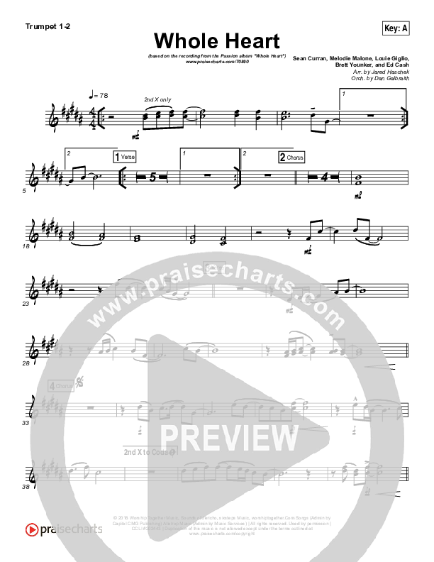 Whole Heart Trumpet 1,2 (Passion / Kristian Stanfill)