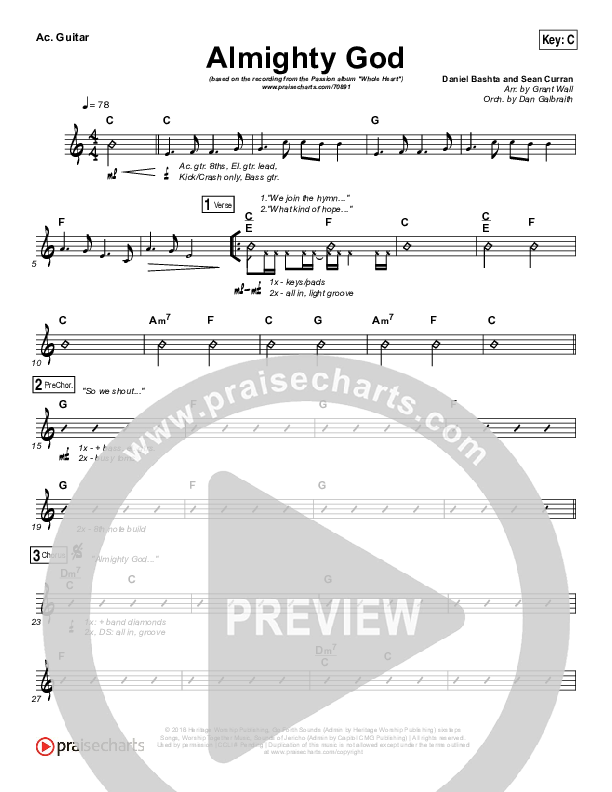 Almighty God Acoustic Guitar (Passion / Sean Curran)