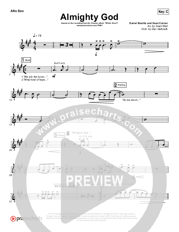 Almighty God Alto Sax (Passion / Sean Curran)