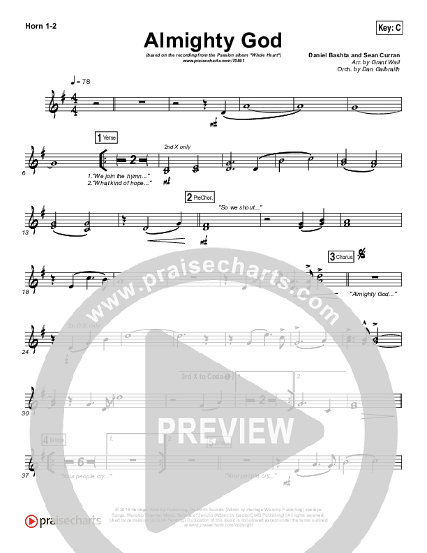 Almighty God French Horn 1/2 (Passion / Sean Curran)