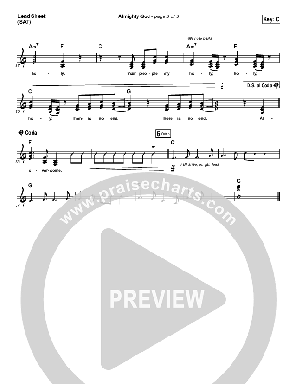 Almighty God Lead Sheet (SAT) (Passion / Sean Curran)