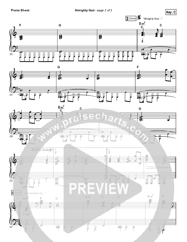 Almighty God Piano Sheet (Passion / Sean Curran)