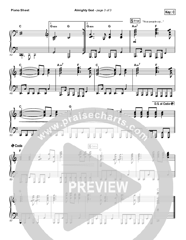 Almighty God Piano Sheet (Passion / Sean Curran)