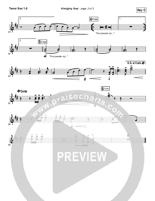 Almighty God Tenor Sax 1/2 (Passion / Sean Curran)
