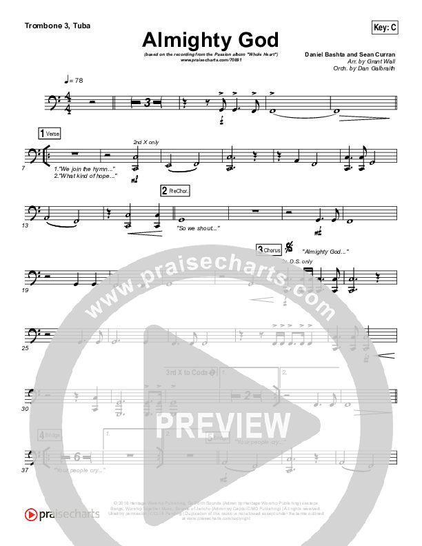 Almighty God Trombone 3/Tuba (Passion / Sean Curran)