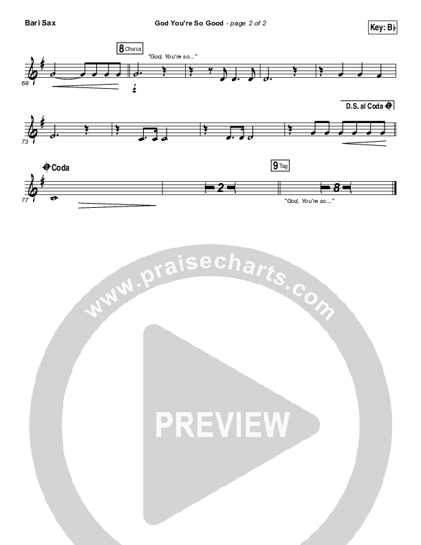 God You're So Good Bari Sax (Passion / Kristian Stanfill / Melodie Malone)