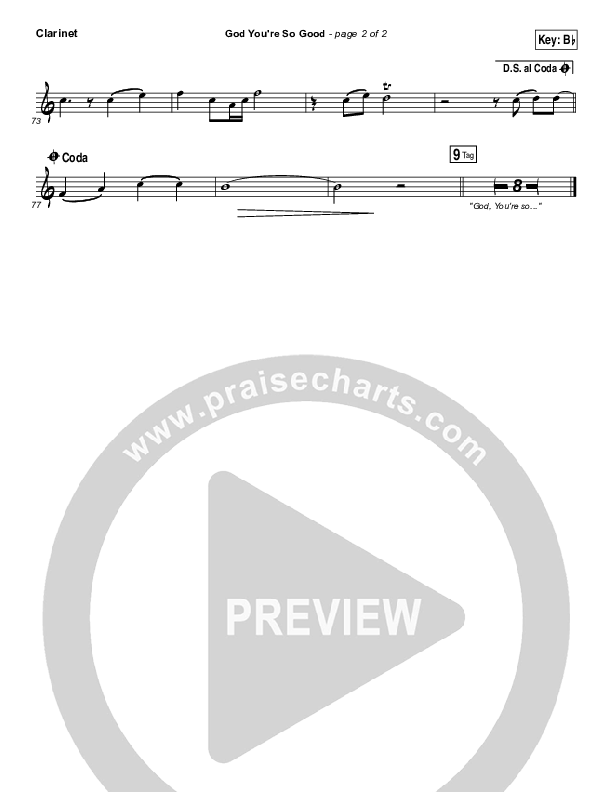 God You're So Good Clarinet (Passion / Kristian Stanfill / Melodie Malone)