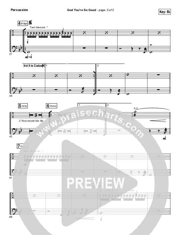 God You're So Good Percussion (Passion / Kristian Stanfill / Melodie Malone)