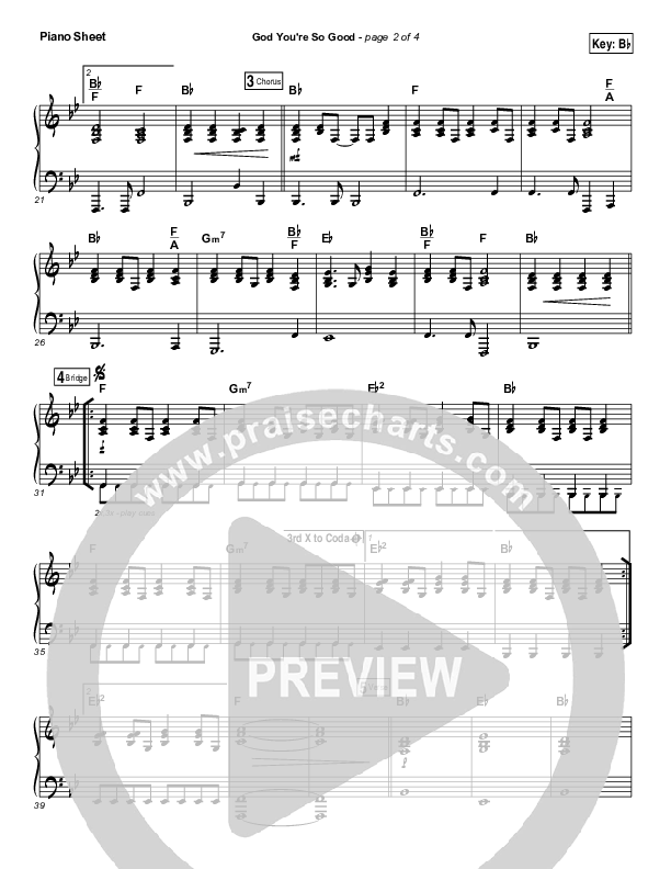 God You're So Good Piano Sheet (Passion / Kristian Stanfill / Melodie Malone)