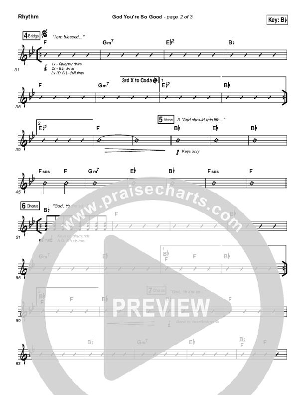 God You're So Good Rhythm Chart (Passion / Kristian Stanfill / Melodie Malone)