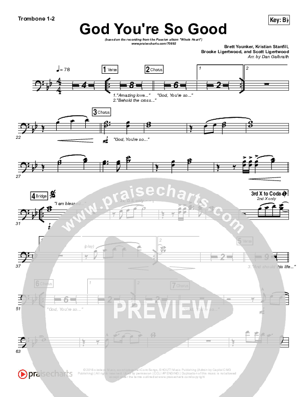 God You're So Good Trombone 1/2 (Passion / Kristian Stanfill / Melodie Malone)