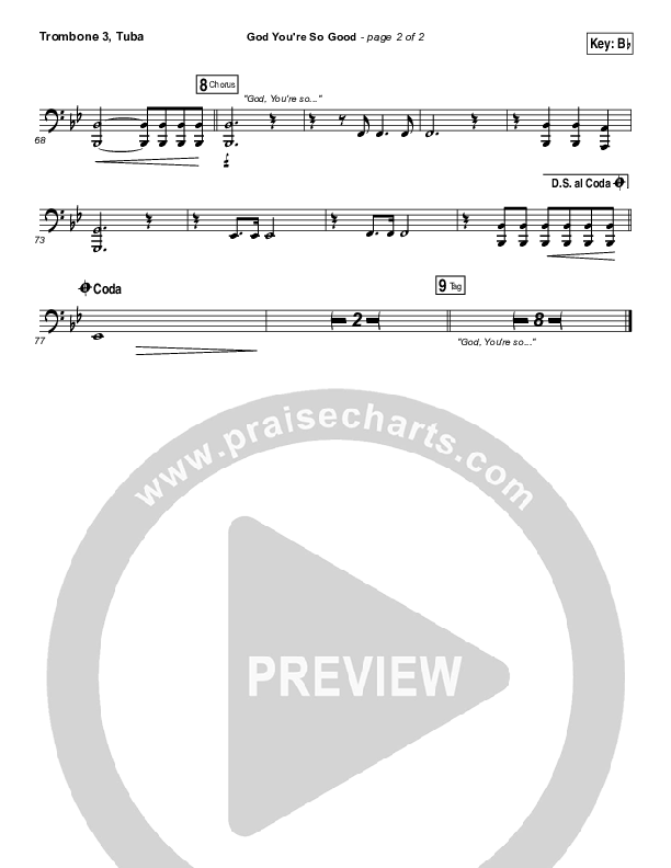 God You're So Good Trombone 3/Tuba (Passion / Kristian Stanfill / Melodie Malone)