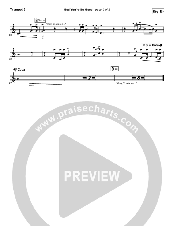 God You're So Good Trumpet 3 (Passion / Kristian Stanfill / Melodie Malone)