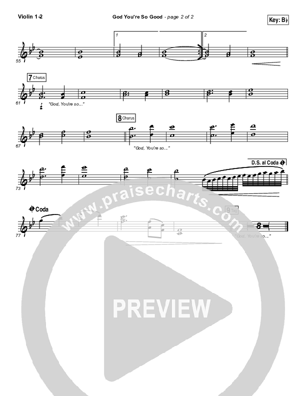 God You're So Good Violin 1/2 (Passion / Kristian Stanfill / Melodie Malone)