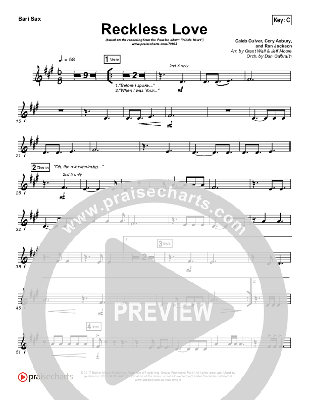 Reckless Love Bari Sax (Passion / Melodie Malone)