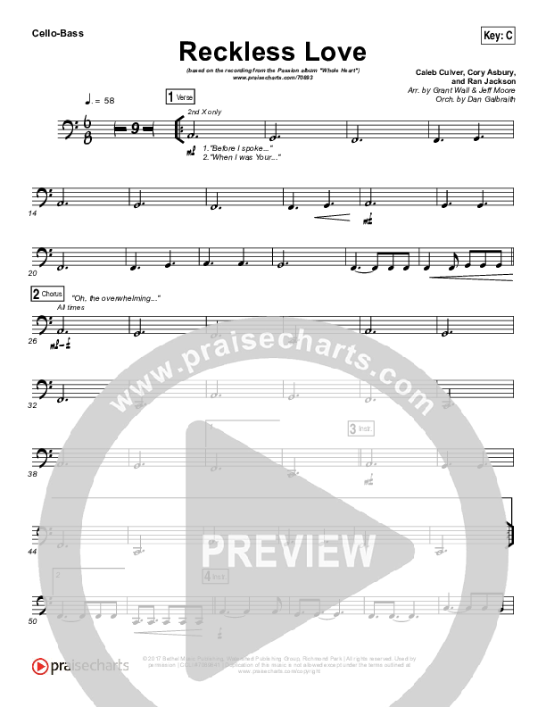 Reckless Love Cello/Bass (Passion / Melodie Malone)