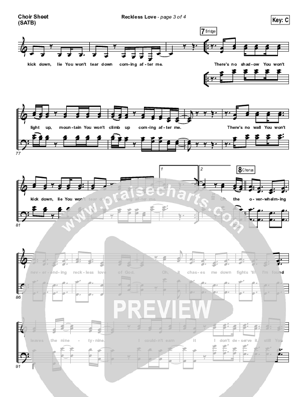 Reckless Love Choir Vocals (SATB) (Passion / Melodie Malone)