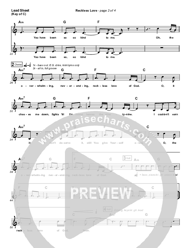Reckless Love Lead Sheet (Melody) (Passion / Melodie Malone)
