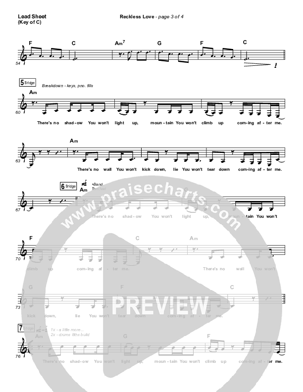 Reckless Love Lead Sheet (Melody) (Passion / Melodie Malone)