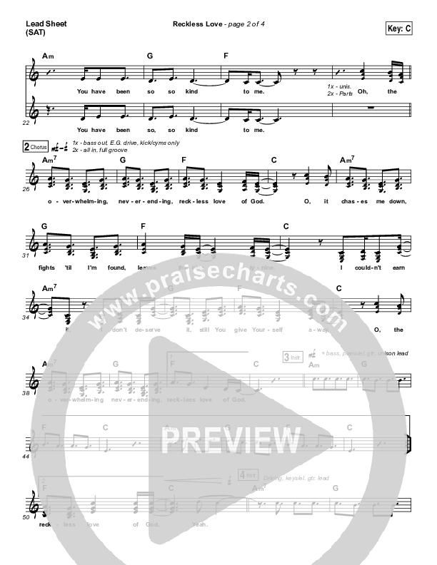 Reckless Love Lead Sheet (SAT) (Passion / Melodie Malone)