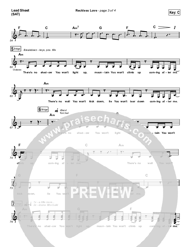 Reckless Love Lead Sheet (SAT) (Passion / Melodie Malone)