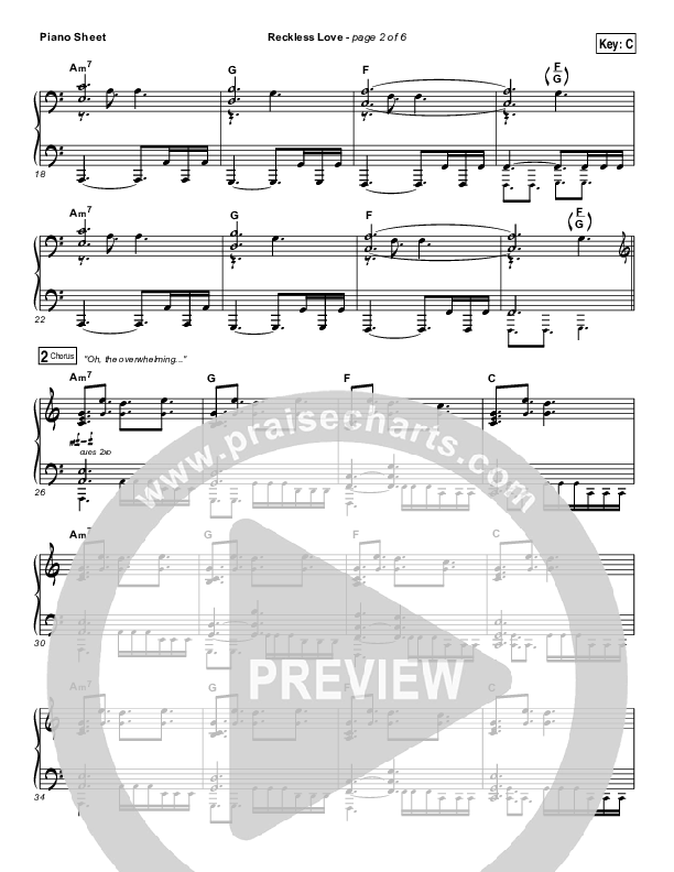 Reckless Love Piano Sheet (Passion / Melodie Malone)