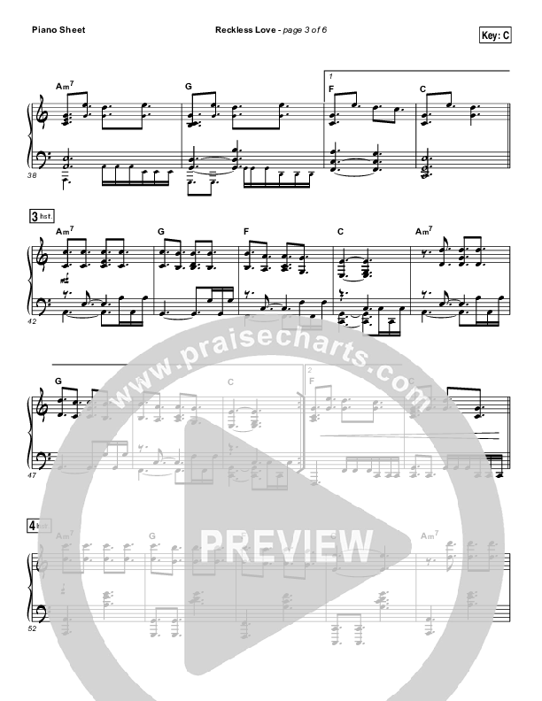 Reckless Love Piano Sheet (Passion / Melodie Malone)