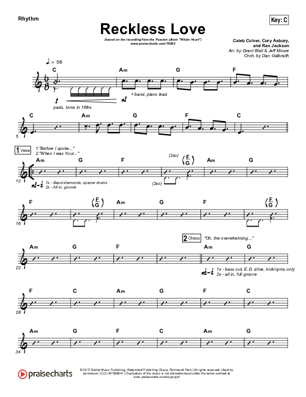 Reckless Love Rhythm Chart (Passion / Melodie Malone)