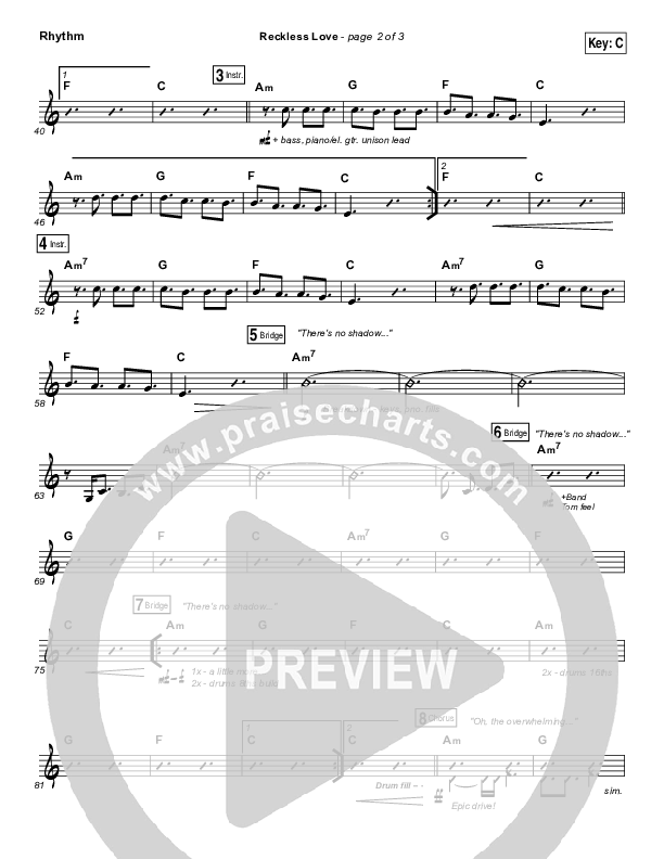 Reckless Love Rhythm Chart (Passion / Melodie Malone)