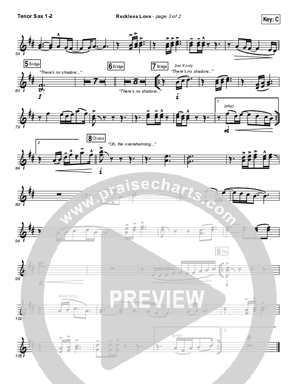 Reckless Love Tenor Sax 1/2 (Passion / Melodie Malone)