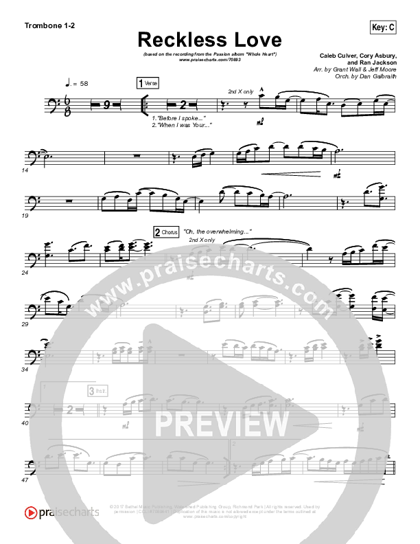 Reckless Love Trombone 1/2 (Passion / Melodie Malone)