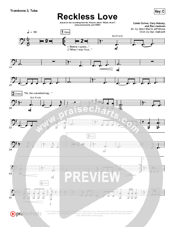 Reckless Love Trombone 3/Tuba (Passion / Melodie Malone)