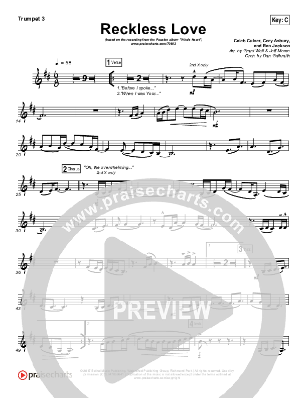 Reckless Love Trumpet 3 (Passion / Melodie Malone)