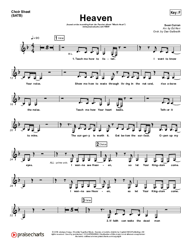Heaven Choir Sheet (SATB) (Passion / Sean Curran)