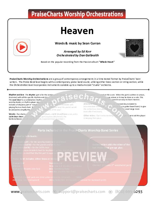 Heaven Cover Sheet (Passion / Sean Curran)